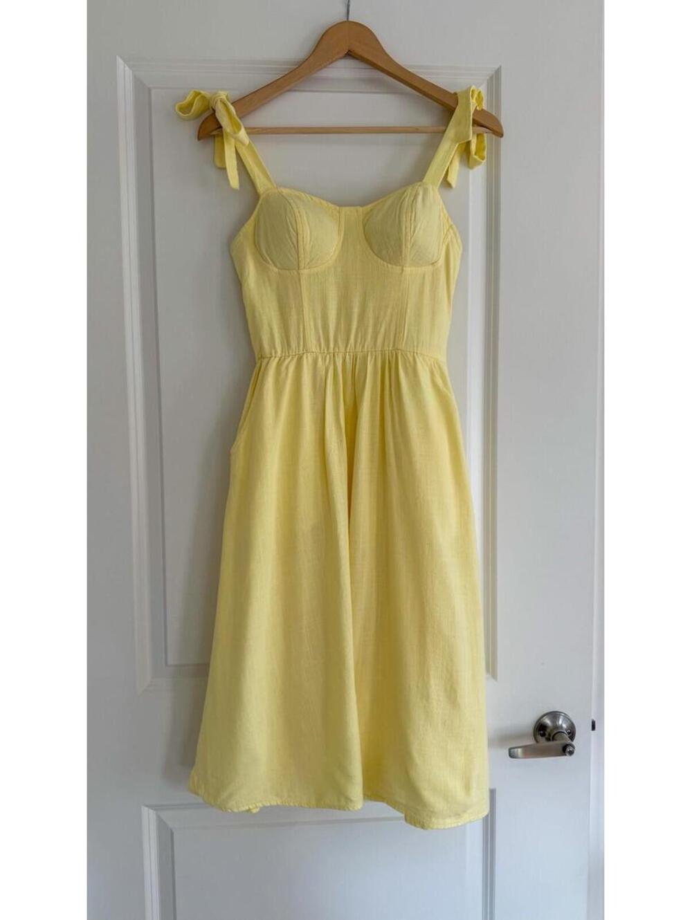 LC Lauren Conrad Yellow Tie-Shoulder Sundress